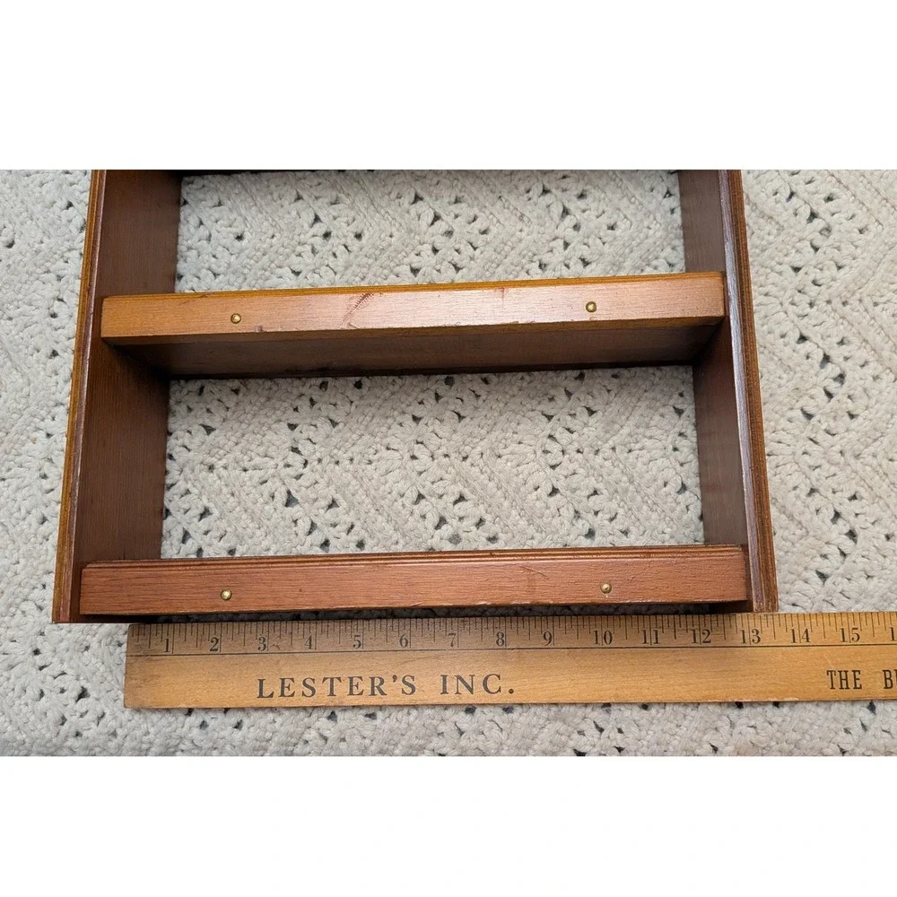 Vintage Wood Spice Rack Wall Mount 3 Tier Kitchen Organizer Brown 15x13